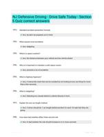 NJ Defensive Driving - Drive Safe Today - Section 5 Quiz correct answers
