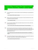 Red Cross Lifeguard Online Test | Questions with 100% Correct Answers | Verified | Latest Update 2024