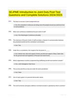 SEJPME Introduction to Joint Duty Post Test Questions and Complete Solutions 2024/2025