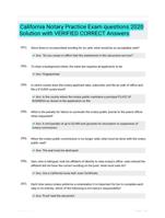 California Notary Practice Exam questions 2020 Solution with VERIFIED CORRECT Answers