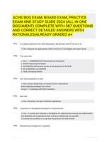ACHE BOG EXAM, BOARD EXAM, PRACTICE EXAM AND STUDY GUIDE 2024 (ALL IN ONE DOCUMENT) COMPLETE WITH 587 QUESTIONS AND CORRECT DETAILED ANSWERS WITH RATIONALES|ALREADY GRADED A+