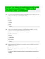 Pearson Vue National Health Insurance Practice Test Questions and Answers (100% verified answers) | Latest Updated 2024