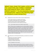 NREMT FINAL EXAM TEST BANK LATEST  EXAM 370+ QUESTIONS AND  CORRECT ANSWERS WITH RATIONALES 2024 LATEST UPDATE|AGRADE     Question 1: You are assessing a patient for hypoperfusion. Which of the following  signs and symptoms  would indicate the p