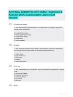 ATI FINAL GERONTOLOGY EXAM - Questions & Answers (Scored 98%) Updated 2024