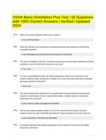 OSHA Basic Orientation Plus |51 Questions| With Correct Answers.