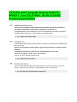 OCR AS Level  Computer Science  H046/01: PAPER 1  June 2023 FINAL MARK SCHEME  Computing principles