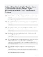 Hubspot Digital Marketing Certification Exam Questions And Answers Hubspot Digital Marketing Certification Exam Questions And Answers