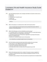 Louisiana Life and Health Insurance Study Guide Graded A+