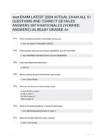 test EXAM LATEST 2024 ACTUAL EXAM ALL 51 QUESTIONS AND CORRECT DETAILED ANSWERS WITH RATIONALES (VERIFIED ANSWERS) |ALREADY GRADED A+