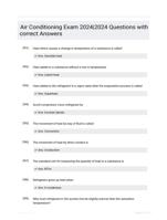 Air Conditioning Exam 2024|2024 Questions with correct Answers