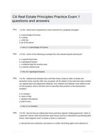 CA Real Estate Principles Practice Exam 1 questions and answers