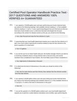Certified Pool Operator HandbookPractice Test - 2017 QUESTIONS AND ANSWERS 100% VERIFIED A+ GUARANTEED