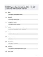 GCSE Physics Equations (AQA 8463 1-9) |23 Questions| With Correct Answers.