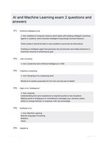 AI and Machine Learning exam 2 questions and answers