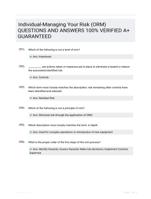 Individual-Managing Your Risk (ORM) QUESTIONS AND ANSWERS 100% VERIFIED A+ GUARANTEED