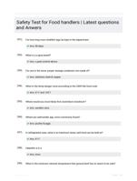 Safety Test for Food handlers | Latest questions and Anwers
