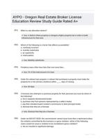 AYPO - Oregon Real Estate Broker License Education Review Study Guide Rated A+