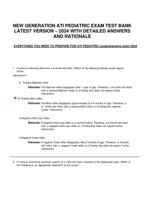 NEW GENERATION ATI PEDIATRIC EXAM TEST BANK LATEST VERSION  2024 WITH DETAILED ANSWERS AND RATIONALE