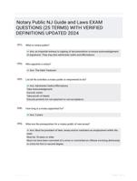 Notary Public NJ Guide and Laws EXAM QUESTIONS (25 TERMS) WITH VERIFIED DEFINITIONS UPDATED 2024