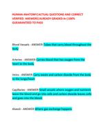 HUMAN ANATOMY|ACTUAL QUESTIONS AND CORRECT  VERIFIED ANSWERS|ALREADY GRADED A+|100%  GUEARANTEED TO PASS