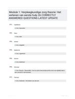 Module 1: Verpleegkundige zorg theorie: Het verlenen van eerste hulp 26 CORRECTLY ANSWERED QUESTIONS LATEST UPDATE