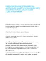 OHIO NOTARY EXAM LATEST EXAM 2024|ALL  QUESTIONS AND CORRECT VERIFIED ANSWERS