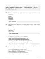 WGU Data Management - Foundations - D426 Already Passed