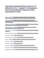 Test Bank:Campbell Biology In Focus, 3rd Edition By Urry  Chapters 1-43|Questions  And Answers|Already Graded A+