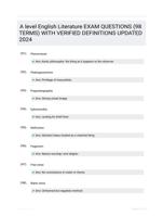 A level English Literature EXAM QUESTIONS (98 TERMS) WITH VERIFIED DEFINITIONS UPDATED 2024