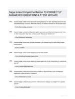 Sage Intacct Implementation 73 CORRECTLY ANSWERED QUESTIONS LATEST UPDATE