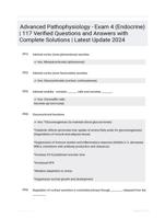 Advanced Pathophysiology - Exam 4 (Endocrine) | 117 Verified Questions and Answers with Complete Solutions | Latest Update 2024