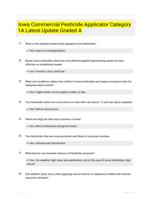 Iowa Commercial Pesticide Applicator Category 1A Latest Update Graded A