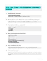 ISQS 2340 Exam 2 Unit 2 Materials  Questions & Answers