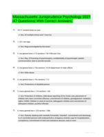 Massachusetts Jurisprudence Psychology 2021 |47 Questions| With Correct Answers.