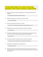 Florida Real Estate Pre-License Final Exam Questions with Correct Answers (Latest 2023)