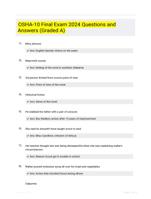 OSHA-10 Final Exam 2024 Questions and Answers (Graded A)