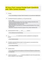 45 Hour Post License Florida Exam Questions with 100% Correct Answers