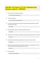 ASU BIO 181 Exam 3 (13-16). Questions and answers, rated A+. VERIFIED.
