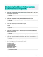 Biochemistry Final Exam - Portage Learning questions and answers graded+.