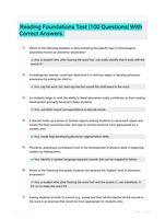 Reading Foundations Test |100 Questions| With Correct Answers.