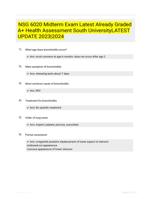 NSG 6020 Midterm Exam Latest Already Graded A+ Health Assessment South UniversityLATEST UPDATE 2023|2024