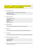 Final Term 1 Unitek LVN Questions & Answers 2023(A+GRADED 100%VERIFIED)