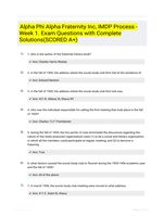 Alpha Phi Alpha Fraternity Inc, IMDP Process - Week 1. Exam Questions with Complete Solutions(SCORED A+)