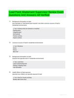Lead Paint Abatement Supervisor Review Exam Questions And Answers All Verified
