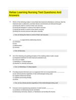 Relias Learning Nursing Test Questions And Answers