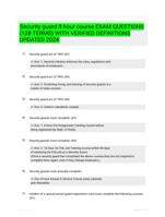 Security guard 8 hour course EXAM QUESTIONS (128 TERMS) WITH VERIFIED DEFINITIONS UPDATED 2024