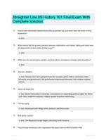 Straighter Line US History 101 Final Exam With Complete Solution