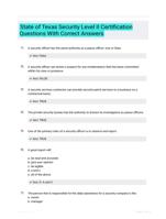 State of Texas Security Level II Certification Questions With Correct Answers