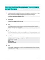 Michigan Builders License Exam Questions With Correct Answers