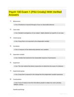 Psych 100 Exam 1 (PSU Crosby) With Verified Answers